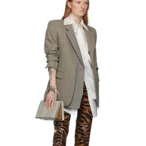 Ports 1961 Brown Wool Single Button Houndstooth Layered Blazer Size 38 US 6